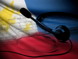 Philippine flag with keyboard and headset