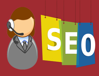 Animated Agent Beside Tiles Spelling Out SEO