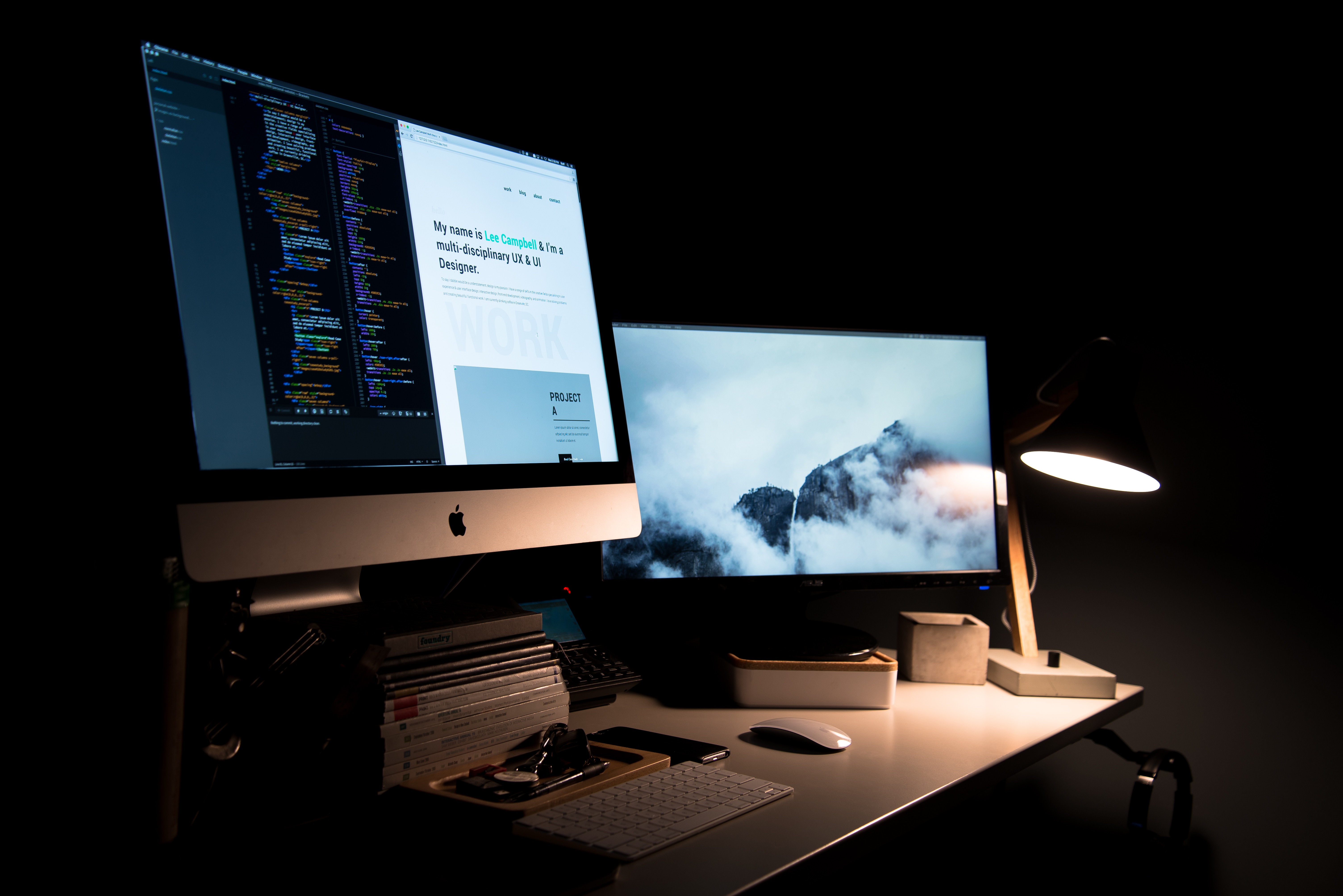 New web designer - A monitor in a dark room for the new web designer
