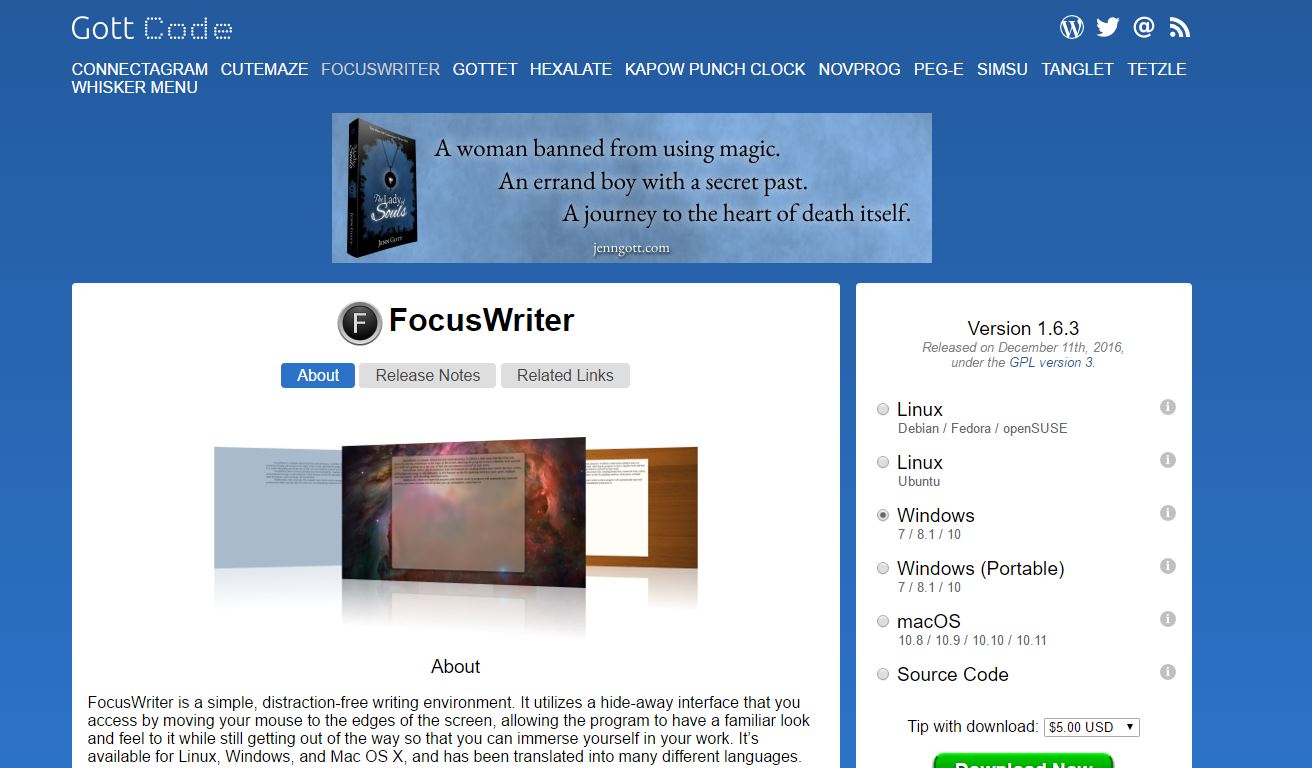 free writing tools for content development: focuswriter