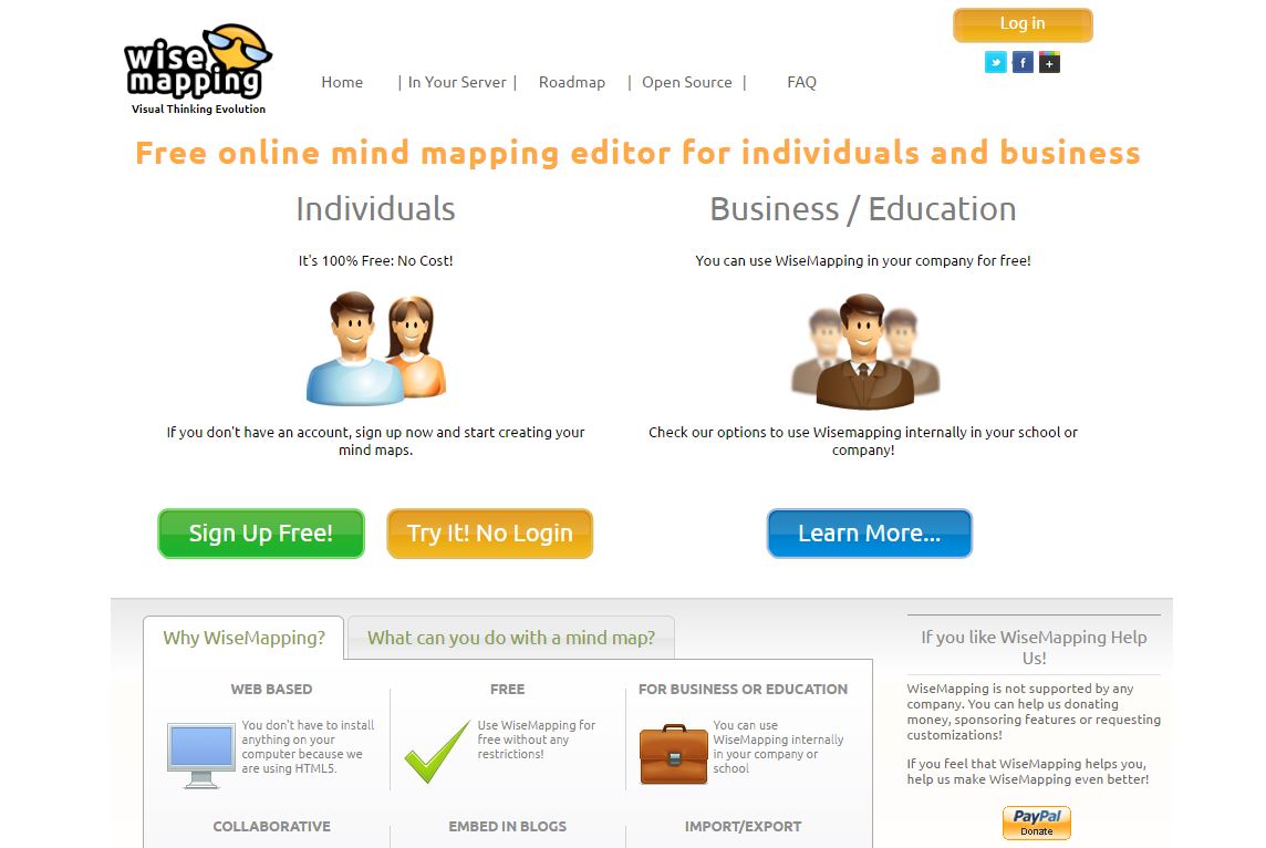 WiseMapping homepage