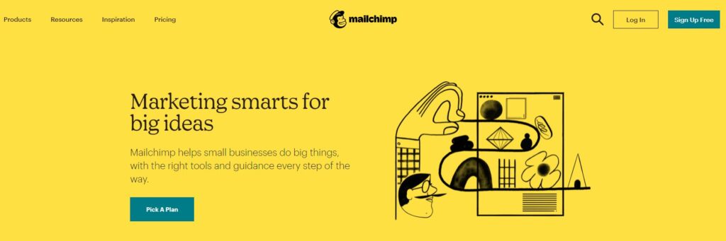homepage of Mailchimp