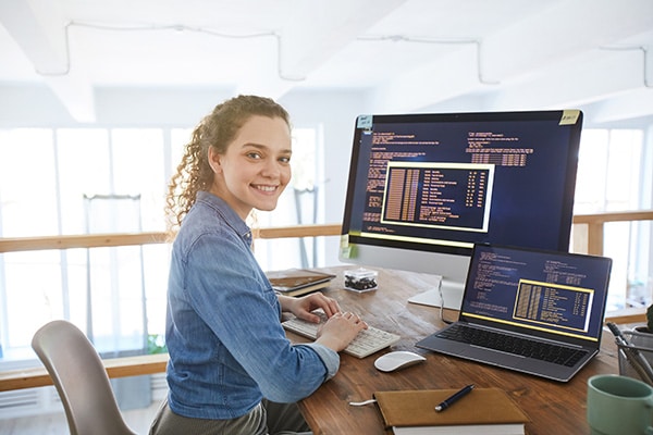 female web developer at workplace