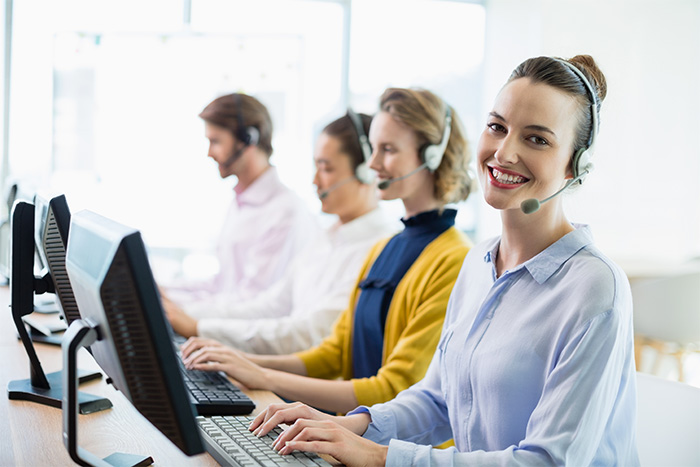 customer service executives working in call center