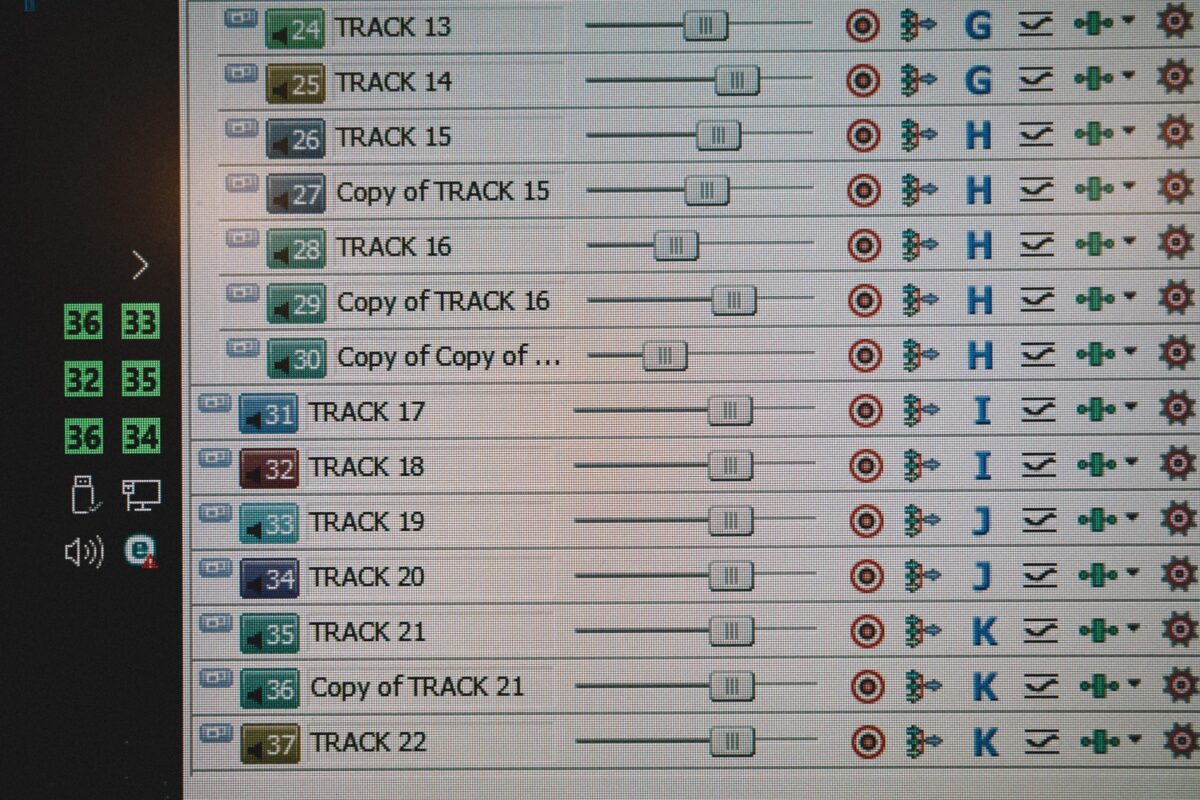 music tracks in music composing software for audio annotation