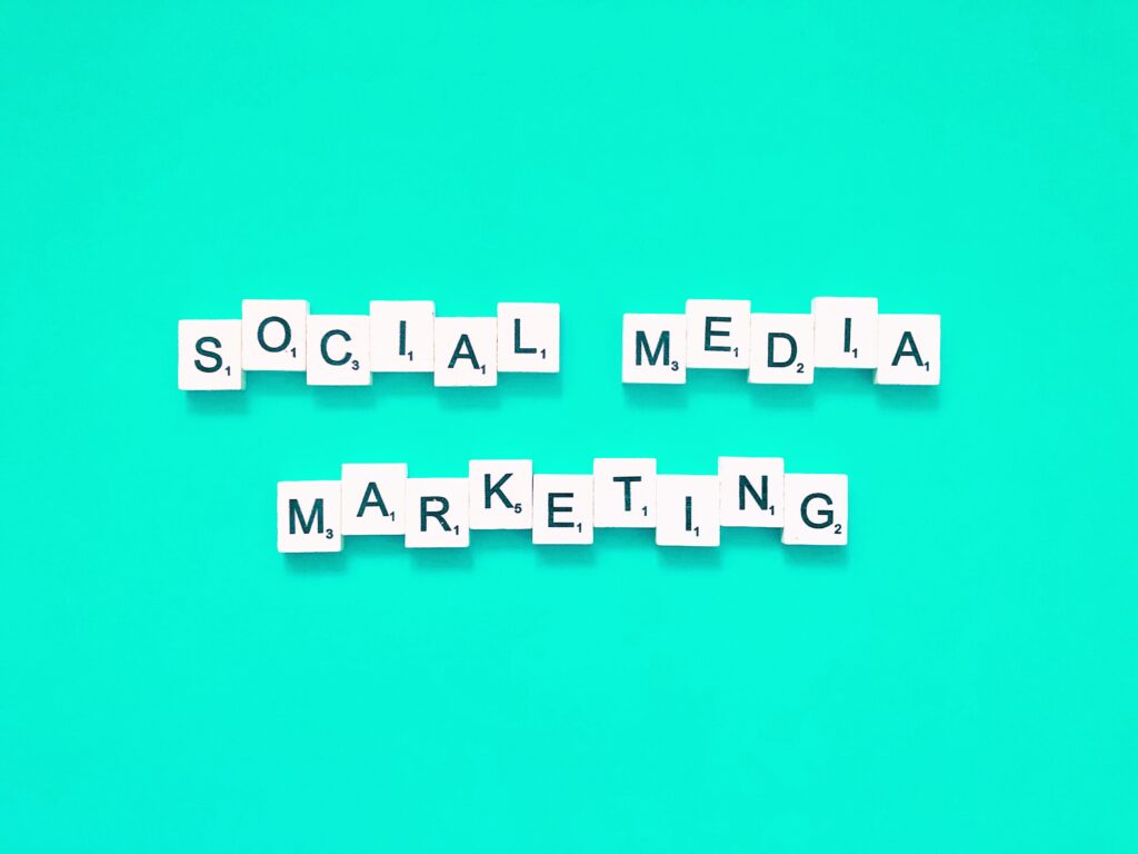 social media marketing spelled out on blocks