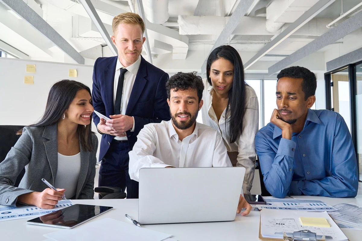 an inside sales outsourcing team having a virtual collaboration with a client