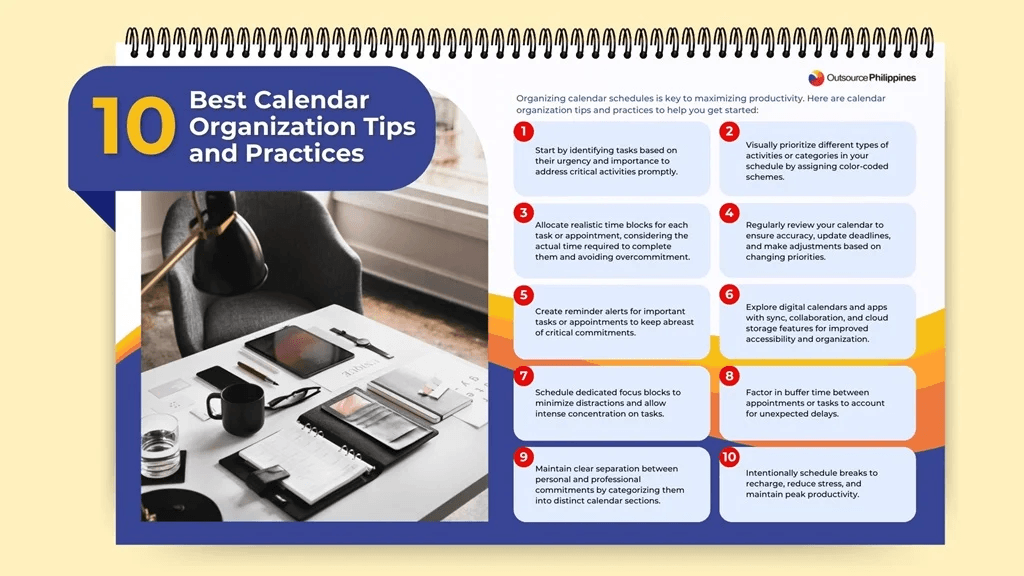 best calendar organization tips and practices infographic