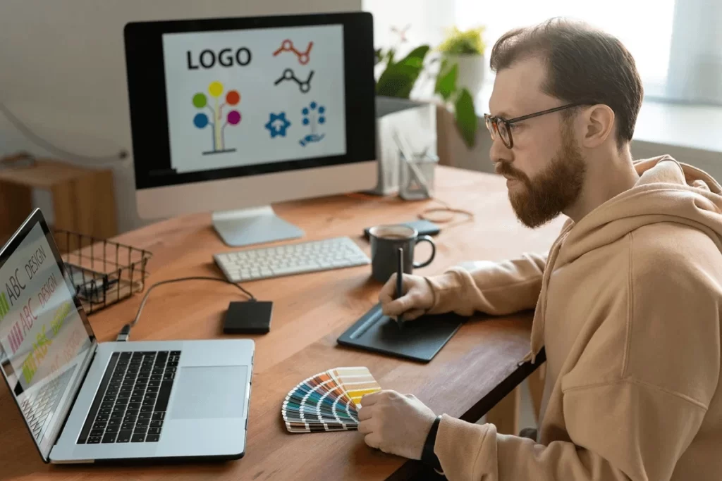 designer conceptualizing as part of brand affinity efforts