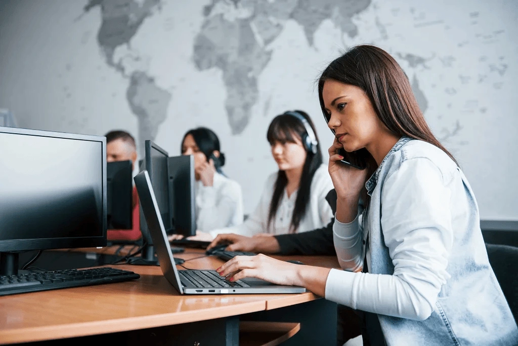 woman on phone call as a requirement in contact center technology trends