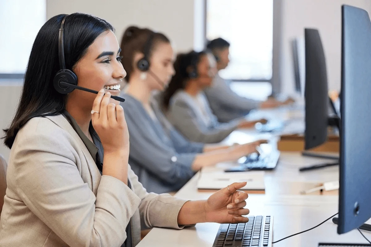 call centre agent engaging with a client