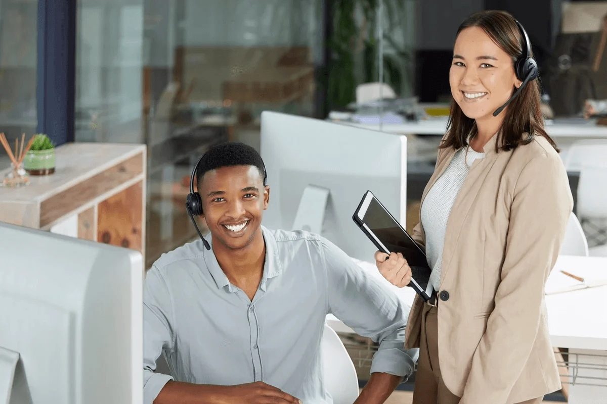 confident multilingual customer service representatives