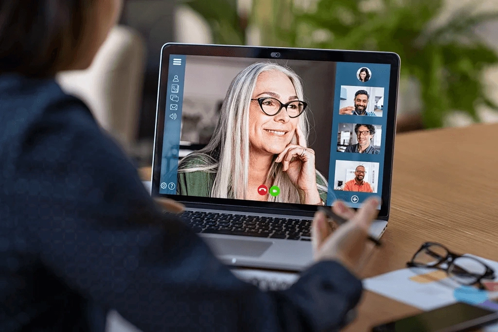 extended offshore team in a video conference