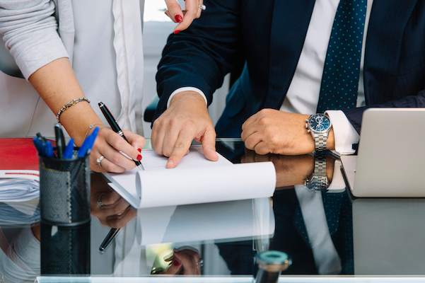 business documents on office table