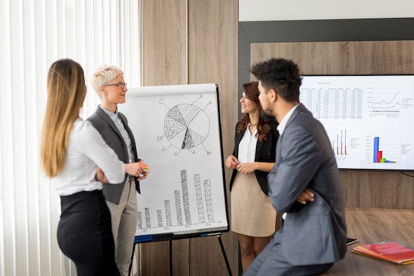 business people on a briefing