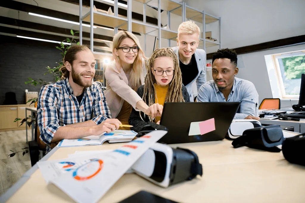 digital marketing team in their creative workplace