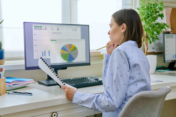 portrait of young business woman working