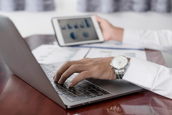 the businessman hand sits at their desks