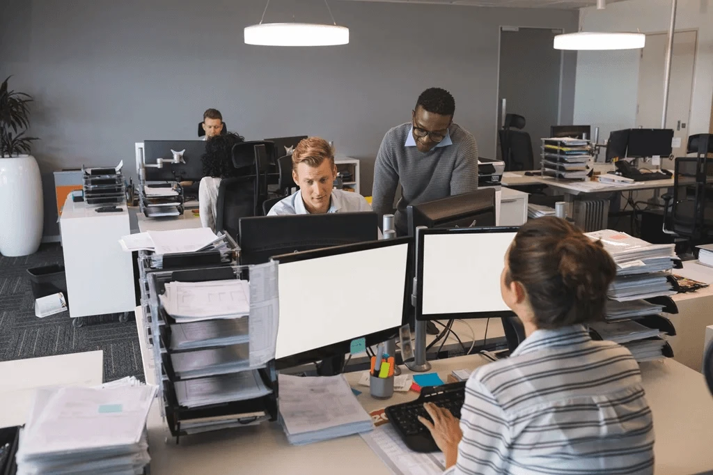 employees working in an office