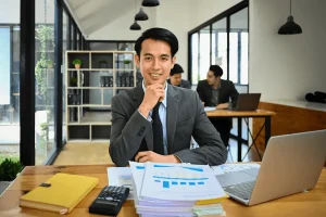 professional accountant in his work station