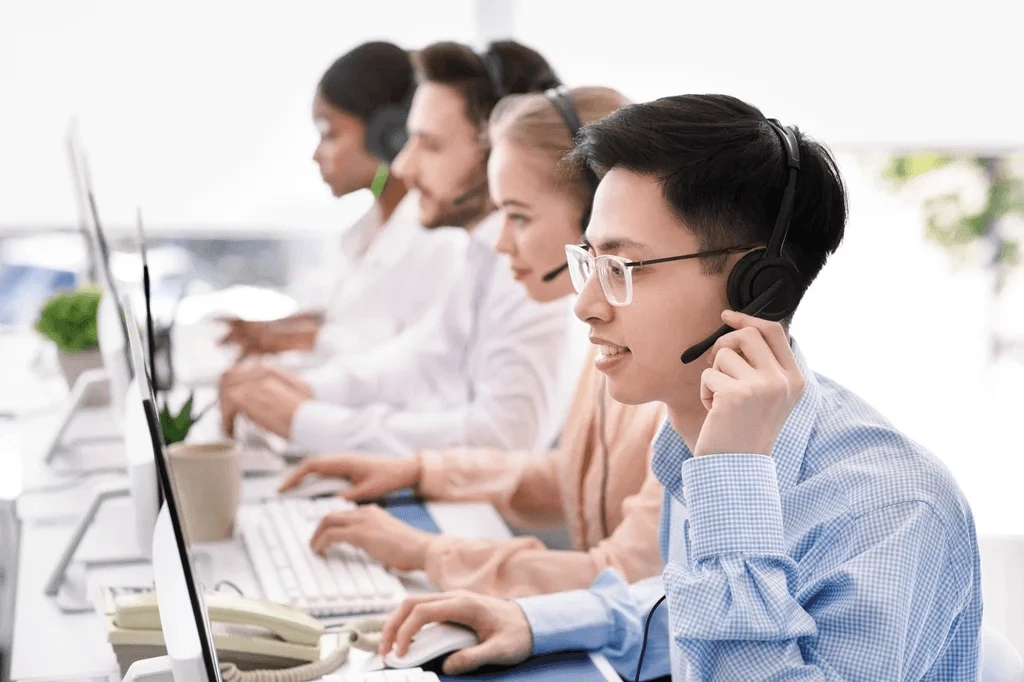 call center agents adhering to customer service standards at work