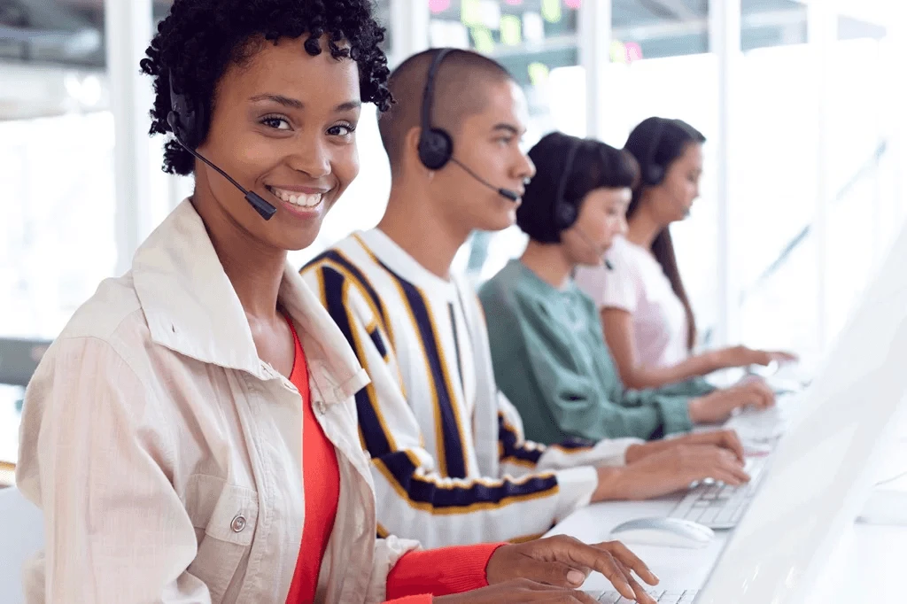 call center agents delivering proactive customer service at work