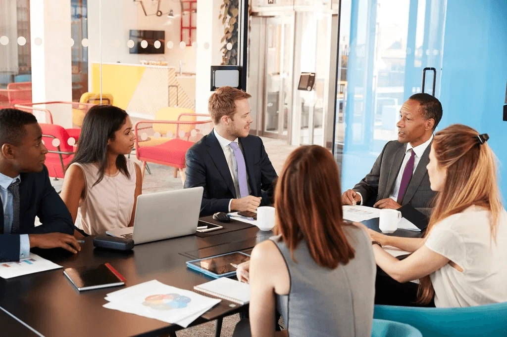 corporate meeting between two businesses