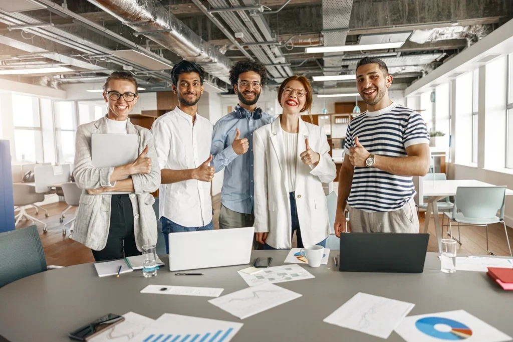 team of SEO specialists collaborating at work