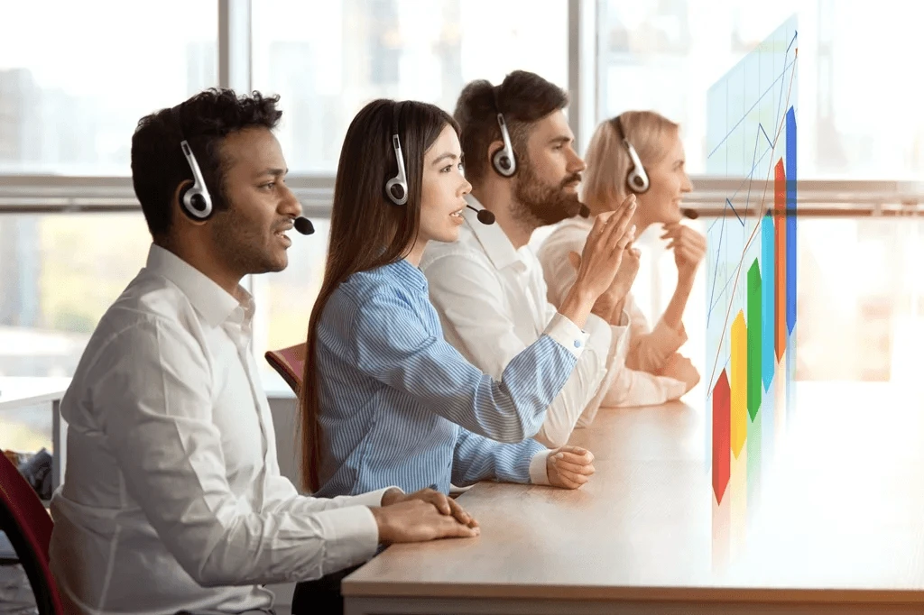 call center agents working on various customer queries