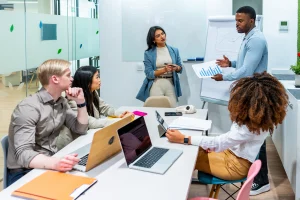 marketing team discussing growth marketing