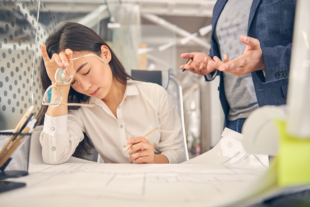 tired female person from accounts receivable outsourcing