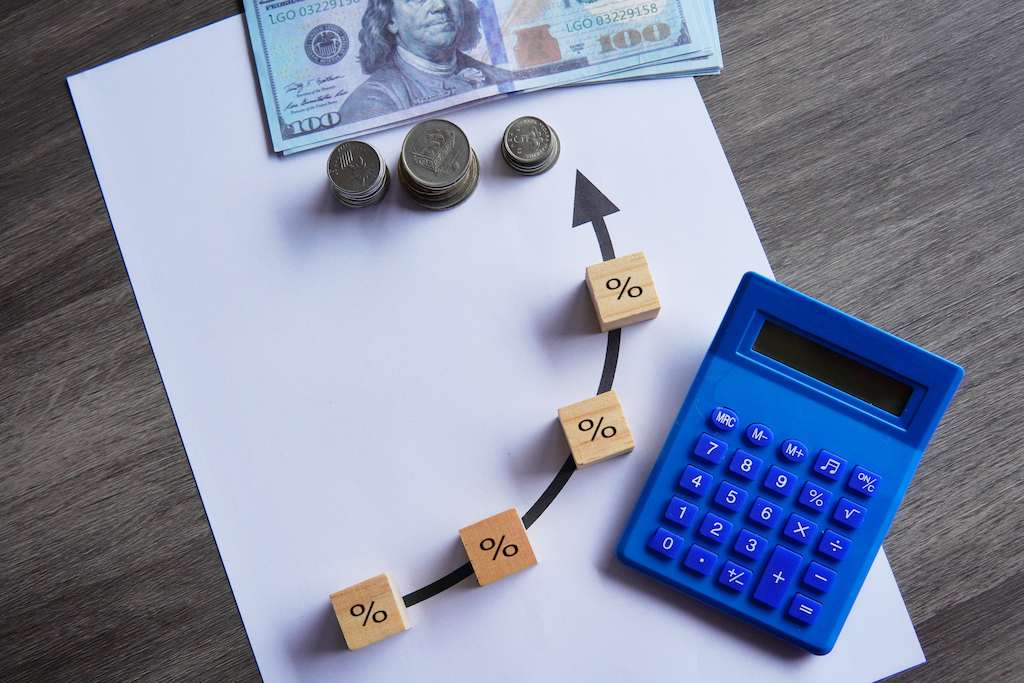 top view image of money calculator