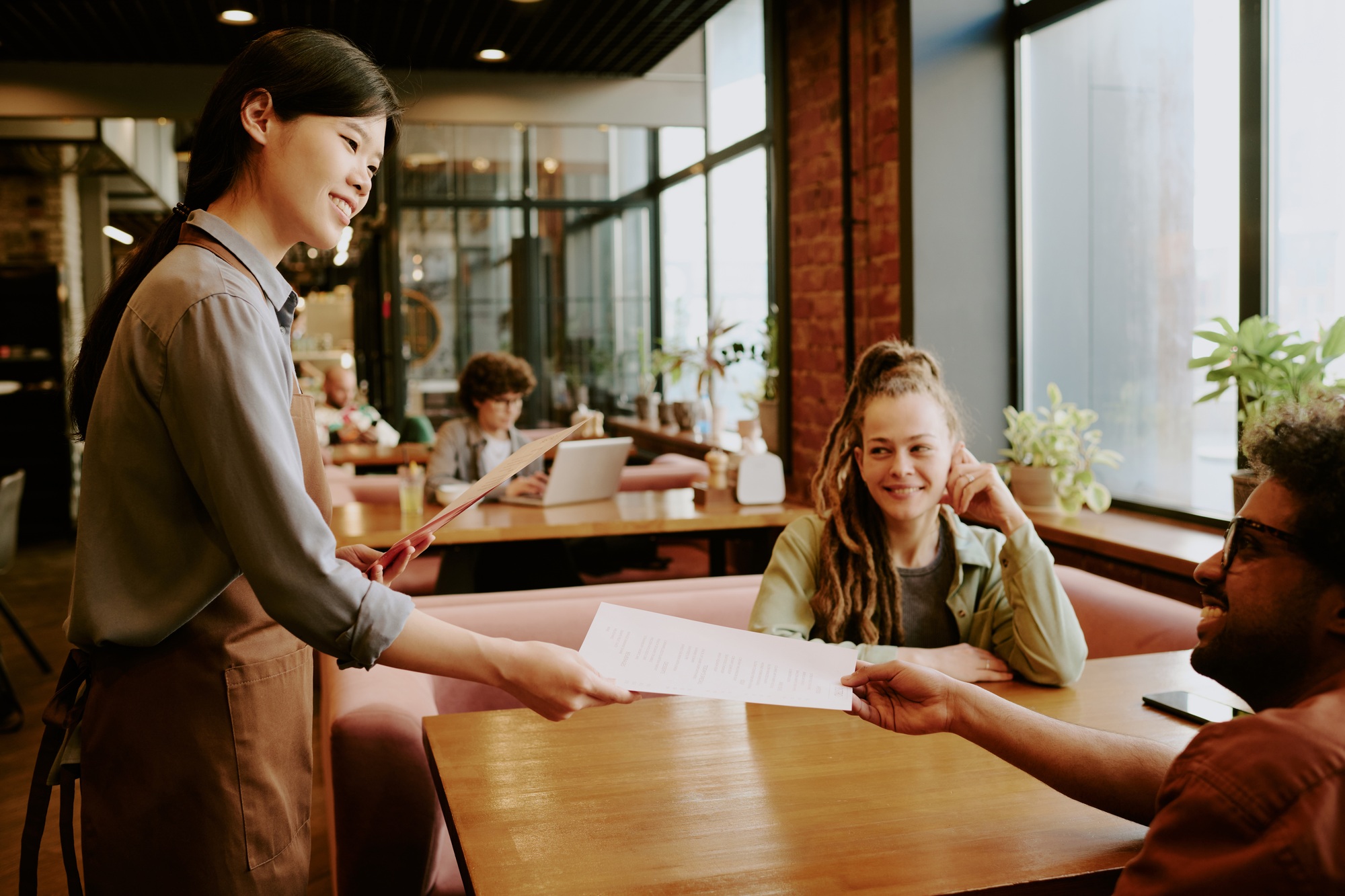 Serving Customers in Modern Cozy Cafe