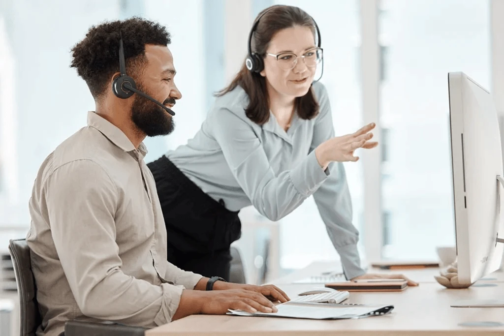 call center agents brainstorming customer communication strategies