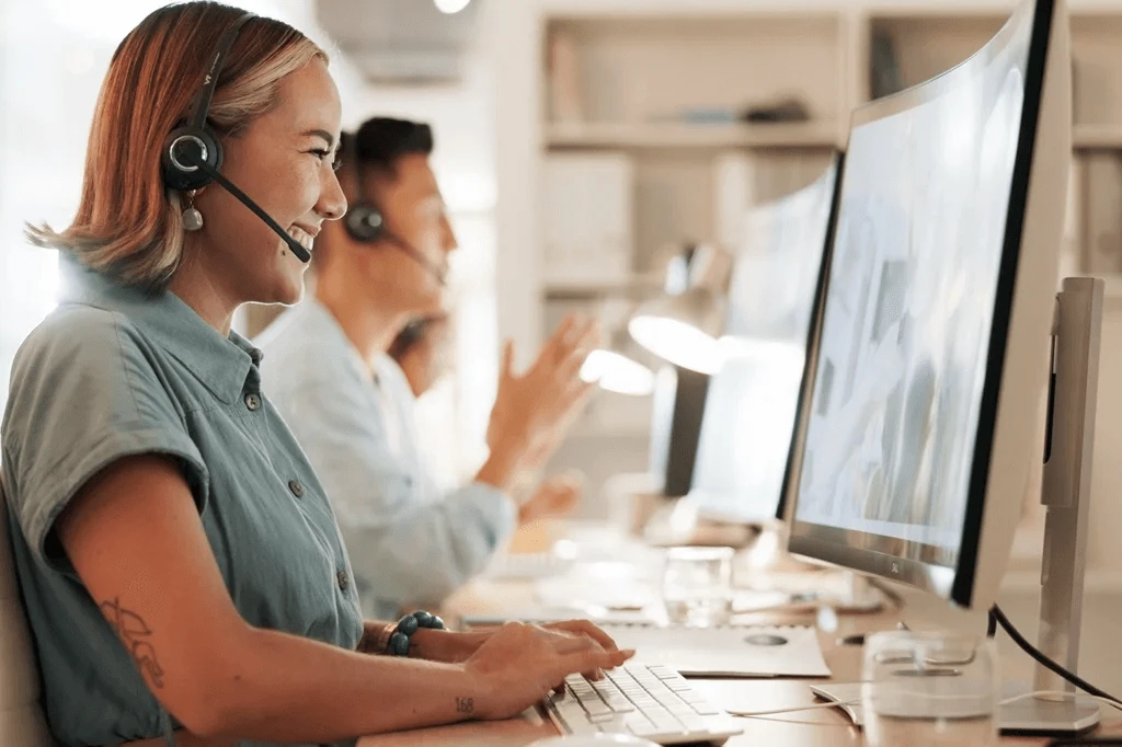 cheerful customer service agent accommodating customer calls