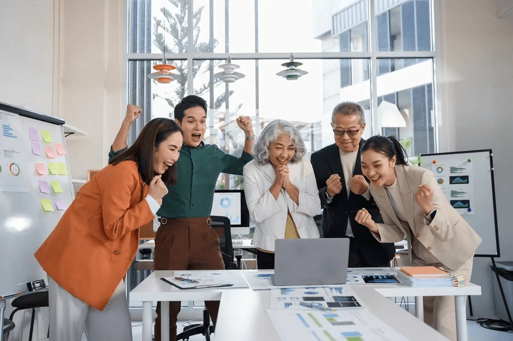 business happy about their success