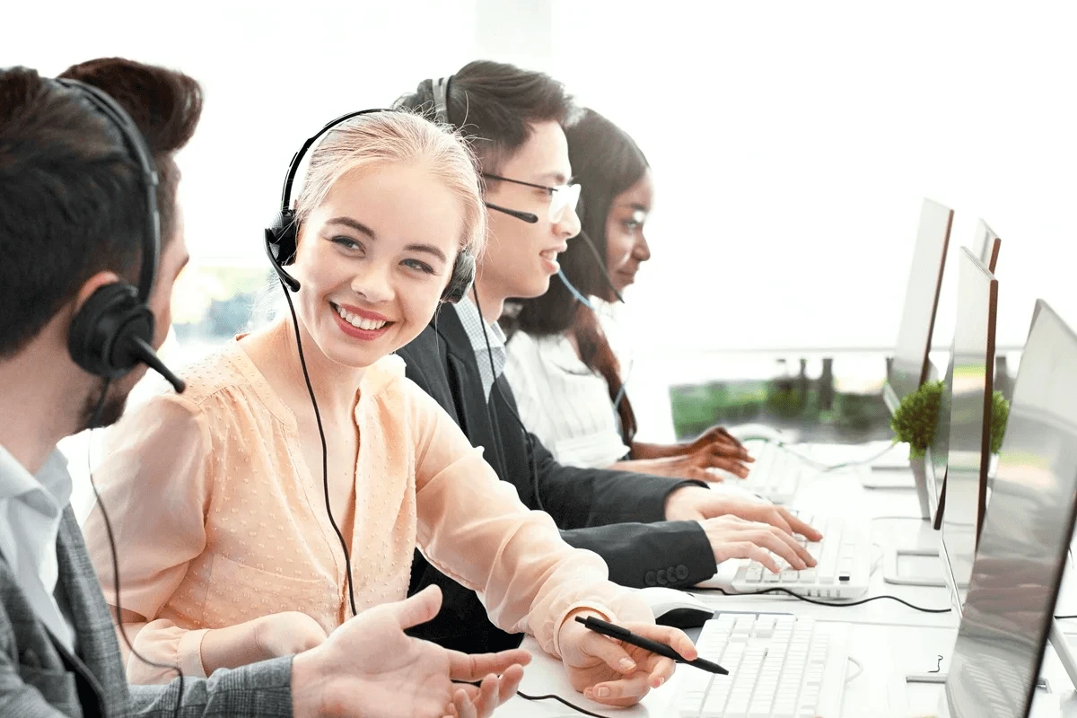 customer service agents discussing client issues to be addressed