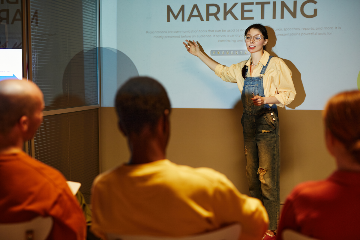 young woman presenting reputation marketing