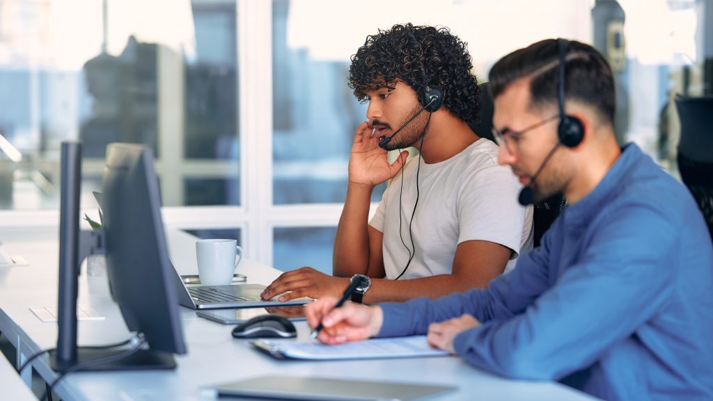 Male call center operators.