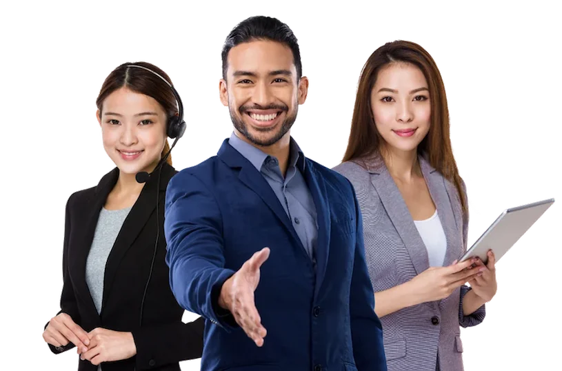 Outsourcing Professionals Smiling And Reaching Out