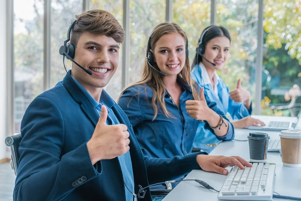 team of young and energetic customer service agents