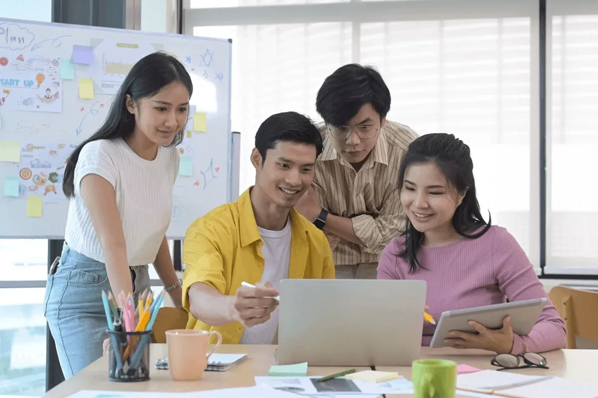 digital marketing team in a virtual call answerting the question "Why do companies outsource digital marketing to Southeast Asia"
