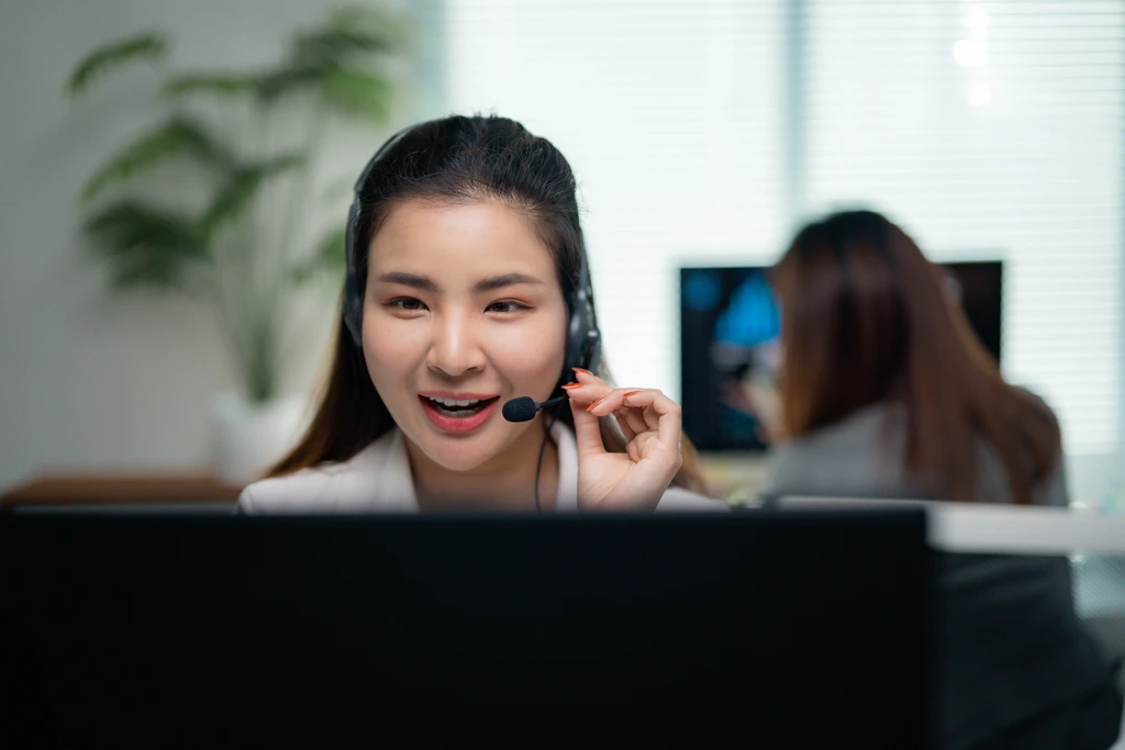 call center representative answering customer inquiries