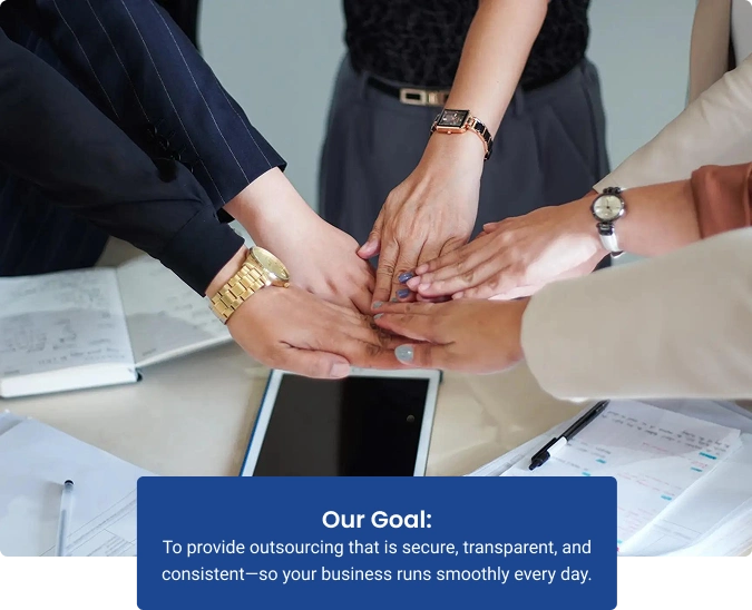 outsource philippines team hands together for our goal