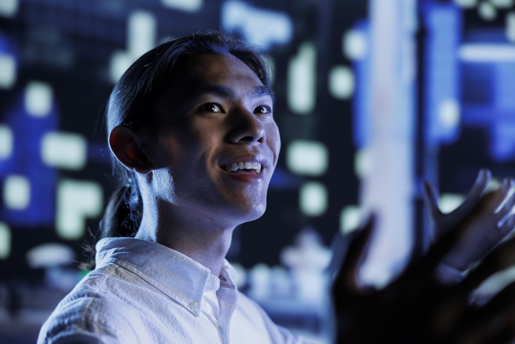 man happy with AI innovation