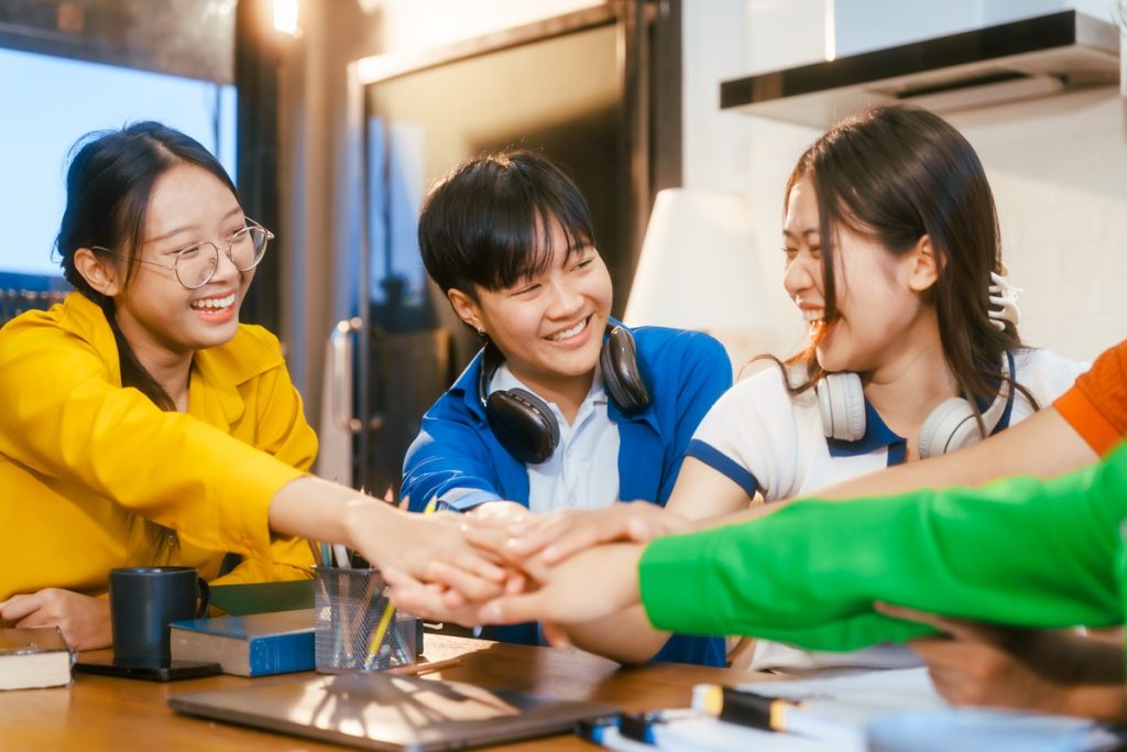 outsource team happy to work together