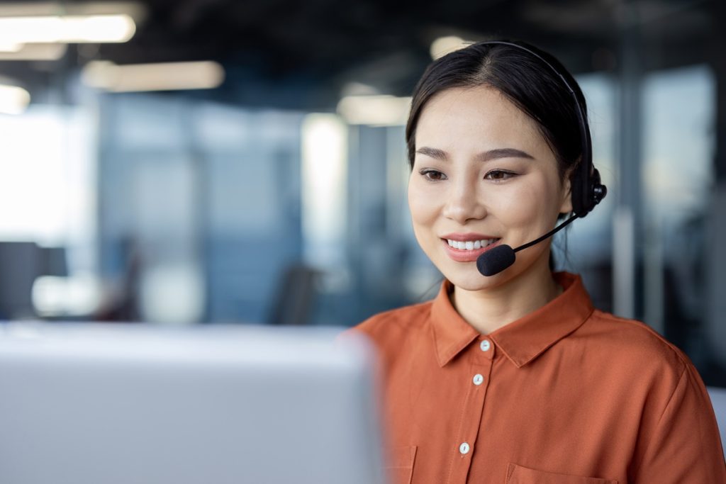 woman happy calling with great communication skills
