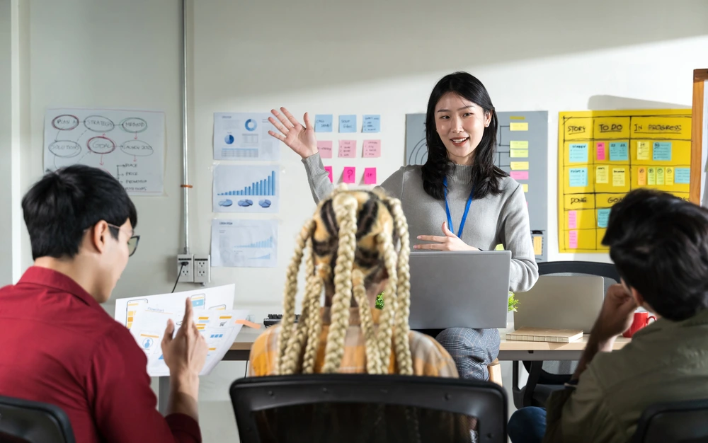 A training session on customer service traits.