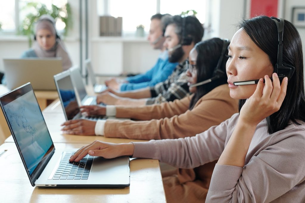 bpo vs call center staff in an office setting
