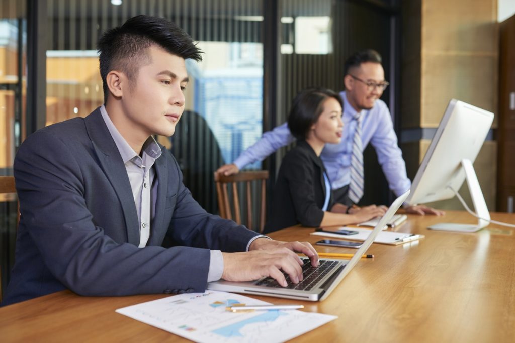 man focus working, part of outsourcing operations